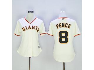 Women San Francisco Giants 8 Hunter Pence Baseball Jersey Beige