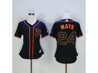 Women San Francisco Giants 24 Willie Mays Baseball Jersey Black