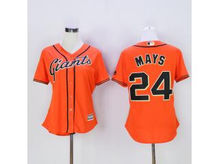 Women San Francisco Giants 24 Willie Mays Baseball Jersey Orange