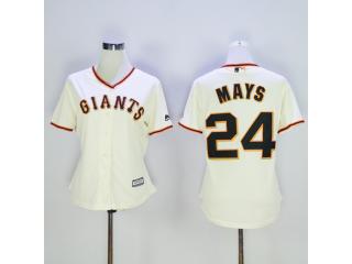 Women San Francisco Giants 24 Willie Mays Baseball Jersey beige
