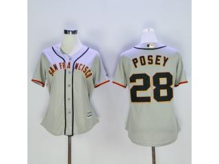 Women San Francisco Giants 28 Buster Posey Baseball Jersey Gray