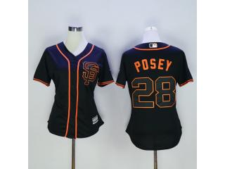Women San Francisco Giants 28 Buster Posey Baseball Jersey Black