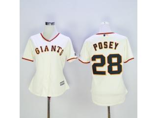 Women San Francisco Giants 28 Buster Posey Baseball Jersey Beige