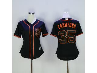 Women San Francisco Giants 35 Brandon Crawford Baseball Jersey Black