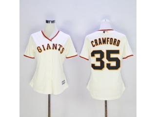 Women San Francisco Giants 35 Brandon Crawford Baseball Jersey Beige