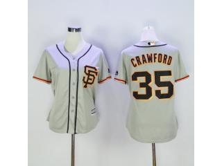 Women San Francisco Giants 35 Brandon Crawford Baseball Jersey Gray