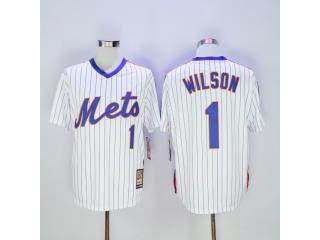 New York Mets 1 Mookie Wilson Baseball Jersey White Retro fans