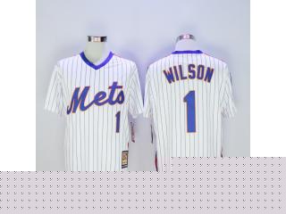 New York Mets 1 Mookie Wilson Baseball Jersey White Retro fans