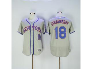 New York Mets 18 Darryl Strawberry Flexbase Baseball Jersey Gray