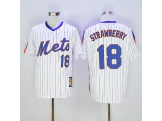 New York Mets 18 Darryl Strawberry Baseball Jersey White Retro