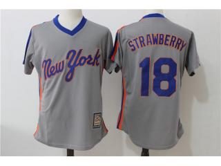 New York Mets 18 Darryl Strawberry Baseball Jersey Gray Retro