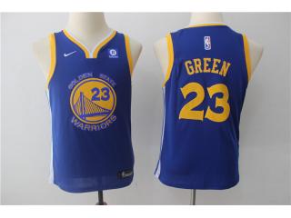 Youth 2017-2018 Nike Golden State Warrior 23 Draymond Green Basketball Jersey Blue Fans Edition