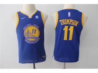 Youth 2017-2018 Nike Golden State Warrior 11 klay Thompson Basketball Jersey Blue Fans Edition