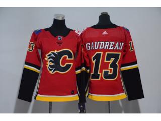 Women Adidas Calgary Flames 13 Johnny Gaudreau Ice Hockey Jersey Red