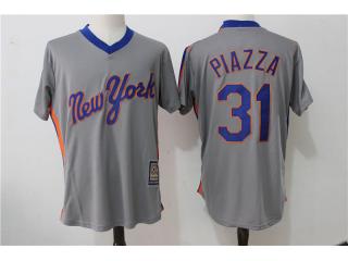 New York Mets 31 Mike Piazza Baseball Jersey Gray Retro