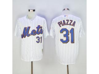 New York Mets 31 Mike Piazza Baseball Jersey White Retro