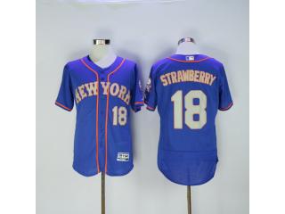 New York Mets 18 Darryl Strawberry Flexbase Baseball Jersey Blue
