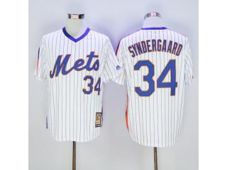 New York Mets 34 Noah Syndergaard Baseball Jersey White Retro