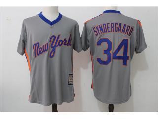 New York Mets 34 Noah Syndergaard Baseball Jersey Gray Retro