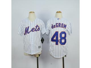 Youth New York Mets 48 Jacob deGrom Baseball Jersey White