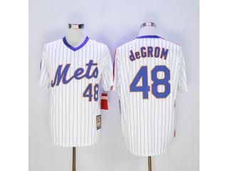 New York Mets 48 Jacob deGrom Baseball Jersey White Retro