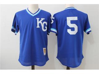 Kansas City Royals 5 George Brett Baseball Jersey Blue retro net eye