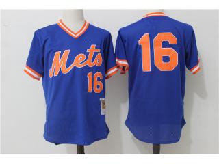 New York Mets 16 Dwight Gooden Baseball Jersey Blue retro net eye
