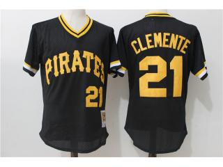 Pittsburgh Pirates 21 Roberto Clemente Baseball Jersey Black Retro reticulated eye