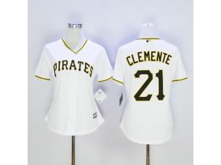 Women Pittsburgh Pirates 21 Roberto Clemente Baseball Jersey White