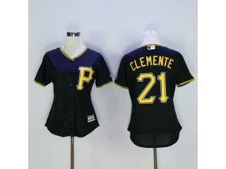 Women Pittsburgh Pirates 21 Roberto Clemente Baseball Jersey Black