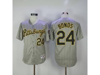 Pittsburgh Pirates 24 Barry Bonds Baseball Jersey Grey black bar reversing