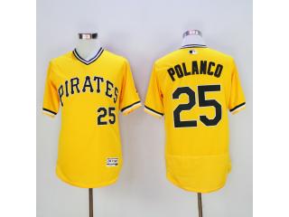 Pittsburgh Pirates 25 Gregory Polanco Flexbase Baseball Jersey Yellow