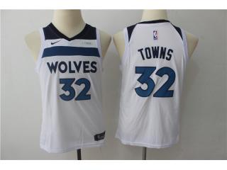 Youth 2017-2018 Nike Minnesota Timberwolves 32 Karl-Anthony Towns Basketball Jersey White Fan Editio...