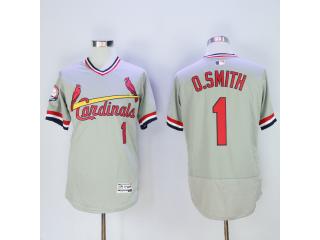St.Louis Cardinals 1 Ozzie Smith Flexbase Baseball Jersey Gray