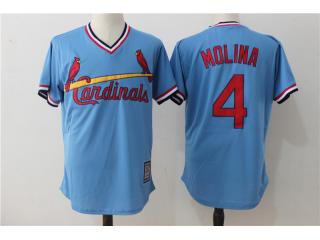 St.Louis Cardinals 4 Yadier Molina Baseball Jersey BLue Retro