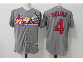 St.Louis Cardinals 4 Yadier Molina Baseball Jersey Gray Fans version