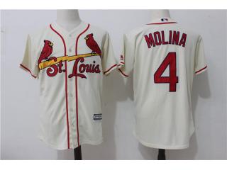 St.Louis Cardinals 4 Yadier Molina Baseball Jersey Beige Fans version