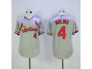 St.Louis Cardinals 4 Yadier Molina Flexbase Baseball Jersey Gray