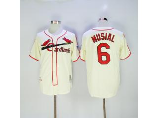 St.Louis Cardinals 6 Stan Musial Baseball Jersey Beige Retro