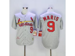 St.Louis Cardinals 9 Roger Maris Baseball Jersey Gray Retro