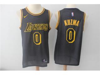 2017-2018 Nike Los Angeles Lakers 0 Kyle Kuzma Basketball Jersey Black City Edition Fans