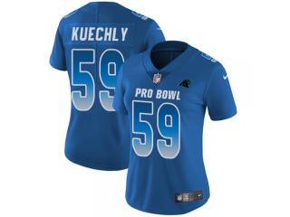 Women 2018 all star Carolina Panthers 59 Luke Kuechly Football Jersey Legend Blue
