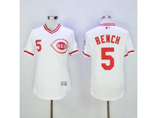 Cincinnati Reds 5 Johnny Bench Flexbase Baseball Jersey White
