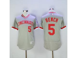 Cincinnati Reds 5 Johnny Bench Flexbase Baseball Jersey Gray