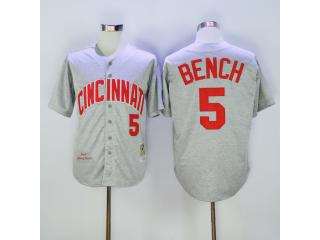 Cincinnati Reds 5 Johnny Bench Baseball Jersey Gray Retro
