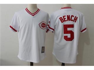Cincinnati Reds 5 Johnny Bench Baseball Jersey White Retro