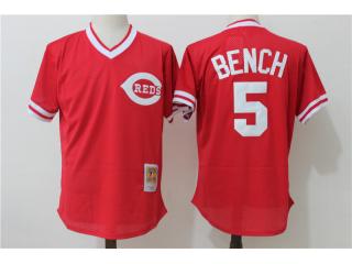 Cincinnati Reds 5 Johnny Bench Baseball Jersey Red retro cave cloth Fans