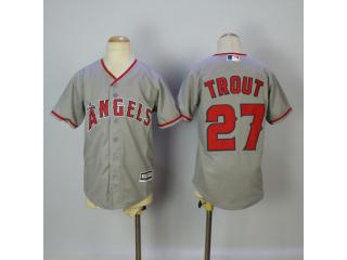 Youth Los Angeles 27 Mike Trout Baseball Jersey Gray