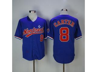 Montreal Expos 8 Gary Carter Baseball Jersey Color blue BP version of net cloth Retro