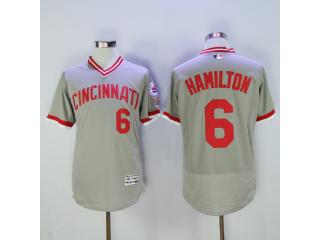 Cincinnati Reds 6 Billy Hamilton Flexbase Baseball Jersey Gray